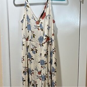 American Eagle Outfitters White Cream with colors flowers Maxi Jumpsuit